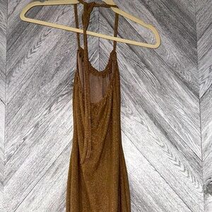 Brown halter sparkly dress from Italy